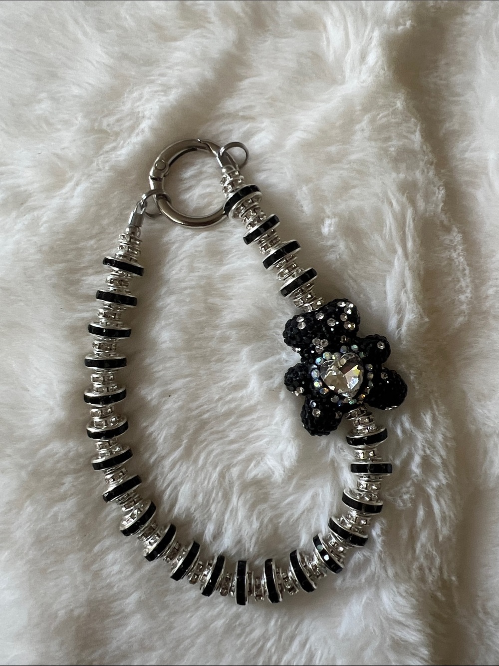 Black Crystal Teddy Bear  Bead